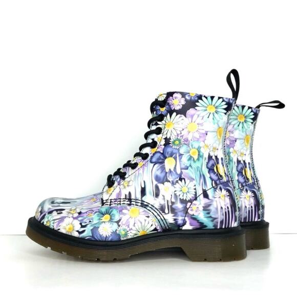 NIB Dr Martens 1460 Paint Slick Slime Floral Lace Up Ankle Boots Women’s 6 Shoes - Picture 4 of 13